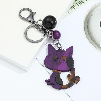 China Lovely Gift High Quality Purple Cat Key Chain Pendant Charm Protective Key Chain Personal Bag Fashion Key Chain for sale