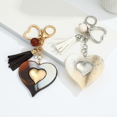 China Wholesale Luxury Heart Keychain Cute Resin Designer Shape High Quality Heart Key Chain for sale