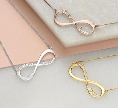 China High Quality Customized Name Personalized Personalized Silver Gold Plated 925 Eternal Name Necklace Jewelry Customized Infinity Necklace 1-2-3-4-5 Names for sale