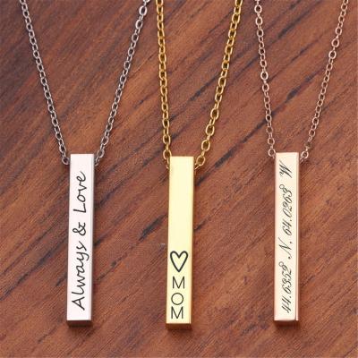 China High quality 3D cut out personalized name necklace stainless steel necklace men's and women's necklace custom pendant jewelry for sale