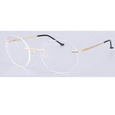 China New Stock Metal Stainless Steel Eyewear Men Rimless Model Women Shape Rimless Optical Glasses Frames for sale