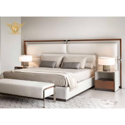 China Modern Leather Storage King Size Solid Wood Double Bed Frame Design Bedroom Furniture for sale