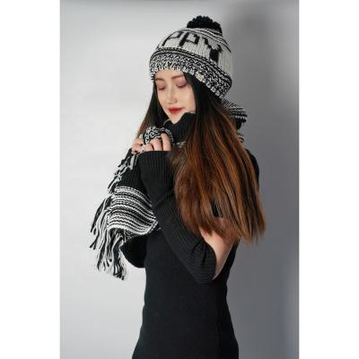 China OEM Acrylic Winter Scarf Hat Set Scarf Hat Set Winter Hats And Scarf for sale