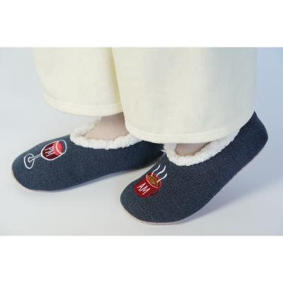 China SUPER SOFT Comfortable OEM Embroidered SHERPA SLIPPER Ballerina Cozy Home Slippers for sale