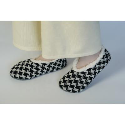 China OEM Cozy SUPER SOFT Houndstooth Knitted SHERPA SLIPPER Cozy Ballerina INDOOR Slippers for sale