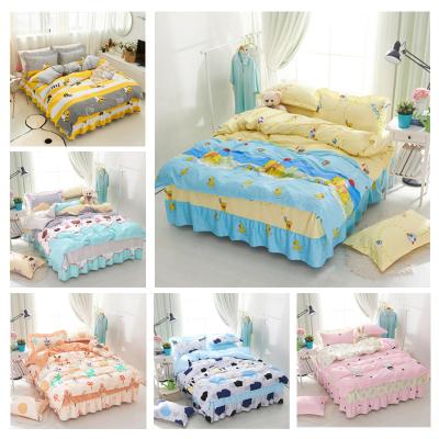 China Sustainable Children's Bedspread Four-Piece Kids Cartoon Style Single Layer Bed Set for sale