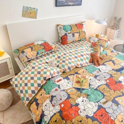 China Print Sustainable Children's Cotton Bed Set Four-piece Cartoon Style Bed Set for sale