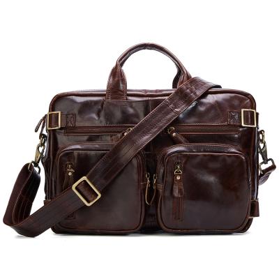 China Dress 9911 Cowhide Leather Briefcase Waterproof Real Leather Men's Genuine Leather Oil Business Travel Backpacks Bags for sale