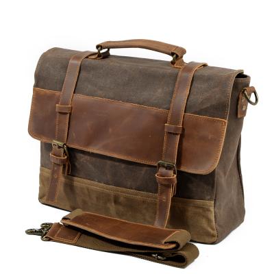 China Messenger Bag T88806K Laptop Bag Waterproof Waxed Mens Canvas Briefcase Laptop Messenger Bag for sale