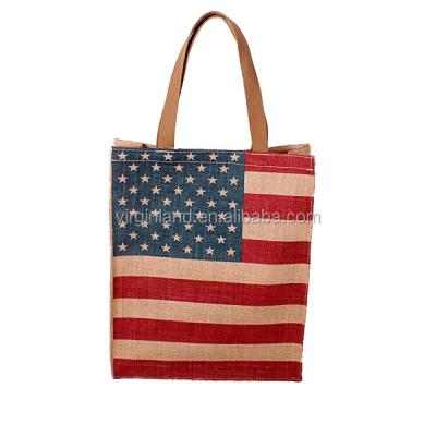 China Hot Selling Sublimation Printing USA Flag Custom Canvas Handled Tote Bag for China Buying Wholesale for sale