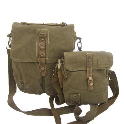 China Canvas Two Sizes Brown Washed Canvas Mens Bag Satchel With Adjustable Long Sling Strap for sale