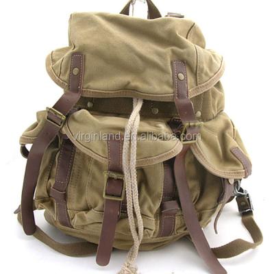 China No 2296 Mens Canvas Bag With Trim Canvas Leather Backpack for sale