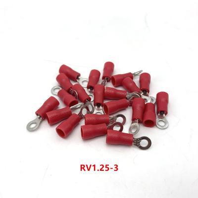 China RV1.25- brass red 3 A.W.G. 4 5 6 8 10 12 Ring Insulated Wire Connector Electrical Crimp Cable Wire Connector Terminal for sale