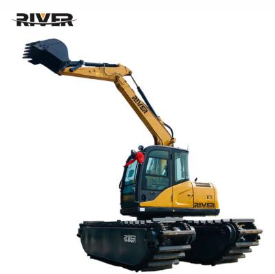 China Construction Material Shops RIVER-75 Universal Amphibious Mini Swamp Excavator For Sale Swamp Buggy Excavator Dredging Manufacturer for sale