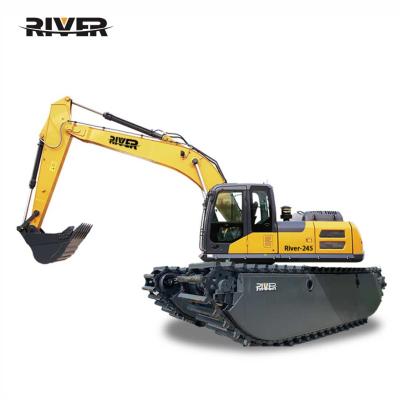 China Construction Material Shops Deep Water Swamp Amphibious Buggy Excavator with Floating Dock and Dredge Pump for sale