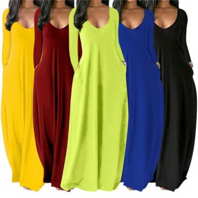 China APRIL New Arrival 2021 Anti-static pure color long sleeve fashion long dress elegant women dresses for sale