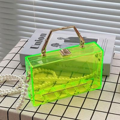 China Fashion AVRIL Fashion 2021 New PVC Jelly Transparent Square Bags Women Handbags Ladies Twist Lock Messenger Shoulder Bag for sale