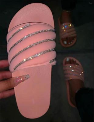 China Fashion Trend AVRIL Wholesale Stylish Solid Color Rhinestone Decoration Women's Bathroom Slippers Non Slip Slipper Shoes for sale