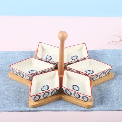 China Viable High Quality Kitchen Candy Appetizer Bowl Sauce Condiment Wedding Nuts Snacks Serving Dishes With Wooden Tray for sale