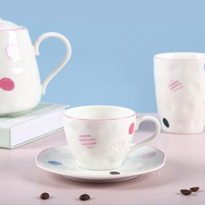 China Factory Direct Sale Home Office 200CC Gift Afternoon Tea Time Coffee Mug Viable Porcelain Tea Cup and Saucer Set for sale