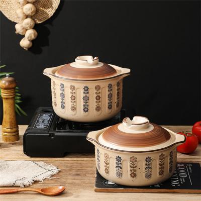 China Durable Household Smooth Surface Glaze Cooking Tool Clay Ceramic Insulated Casserole Food Heater Pot Hot Casserole With Lid for sale