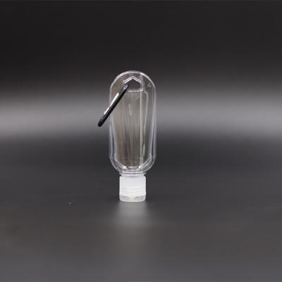 China Household Products 30ml 50ml Plastic Head Chain Hand Sanitizer PETG Water Bottle With Hook for sale