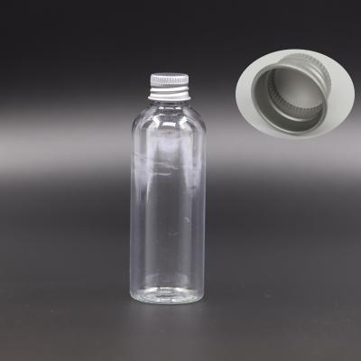 China Household products PET round transparent plastic bottle with metal screw cap with aluminum screw cap for sale