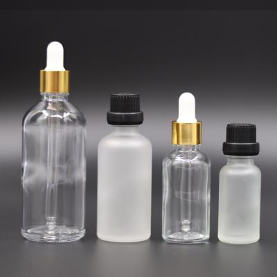 China Essential Oil Bottle Customized 30ml 50ml Bottle Cosmetic Amber Glass Dropper Bottle Frosted Cosmetic Bottle for sale