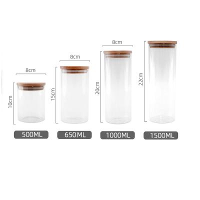 China High Borosilicate Lids Sustainable Bamboo Kitchen Container Storage Bottles Glass Airtight Jars for sale