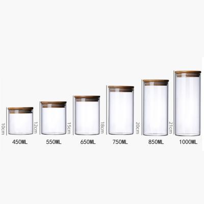 China New viable transparent glass fresh-keeping jar with wooden lid glass fresh-keeping jar with wooden lid for sale