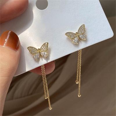 China TRENDY Butterfly Tassel Fashion Earrings Ladies Vintage Dangle Jewelry Wedding Bridal Accessories Shape Dangle Earrings for sale