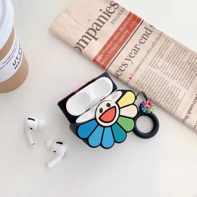 China Case Anti-fall Case Silicone Flower Sunflower Top Filling Box Soft Case Cover Protector With Ring For AirPods pro for sale