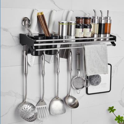 China Free Place Multi Functional Wall Mounted Nail Stainless Steel Spice Rack Utensil Holder Accessories Storage Kitchen Organizer for sale