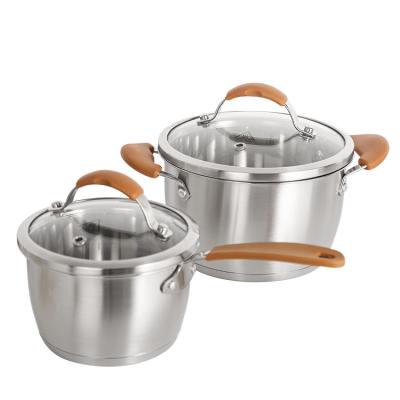 China Wholesale Price Stainless Steel Double Ear Stock And Soup Pot Viable Milk Pot With Steamer And Lid Multi Functional Cookware Set for sale