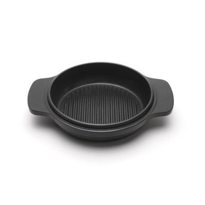 China Maifan New Carbon Charcoal Material 24cm Gooved Pot Sustainable Energy Efficient Nonstick Stone Infrared Fryer Pan for sale