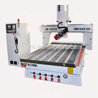 China Building Material Stores OMNI 220/380V Syntec Control 1325 4 Axis Wood CNC Router for sale