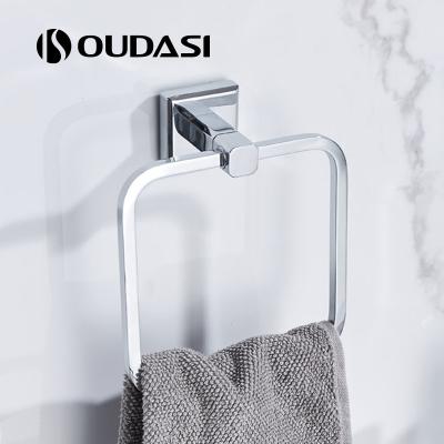 China Fashion Chrome Plated Brass Bathroom Towel Rack Toilet Fitting Wall Mounted Towel Ring for sale