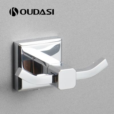 China Fashion Bathroom Accessories Brass Chrome Platedl Double Robe Hook for sale