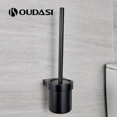 China Fashion Bathroom Brass Accessories Standing Black Toilet Brush Holder for sale