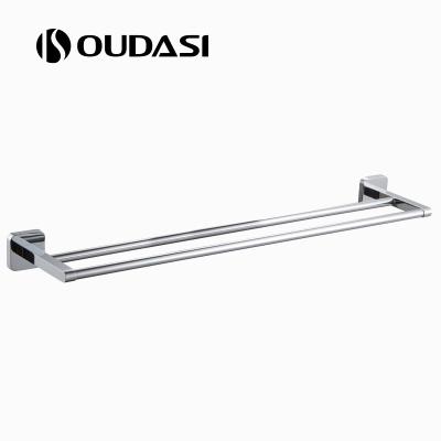 China Fashion Bathroom Accessories Luxurious Double Towel Zinc Chrome Towel Rack for sale