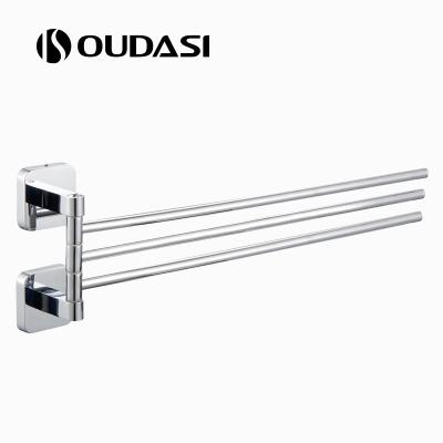 China Fashion Bathroom Hotel Corner Bath Rack Zinc Hanger Rail Wall Mounted Adjustable Folding Towel Rack for sale