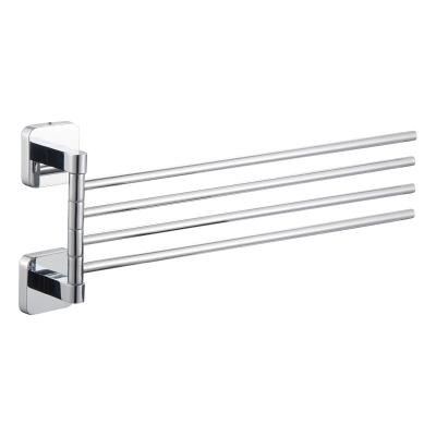 China Fashion Bathroom Hotel Corner Bath Rack Zinc Chrome Hanger Rail Wall Mounted Adjustable Folding Towel Rack for sale