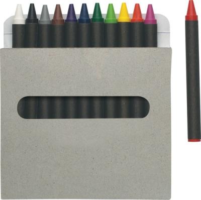 China Printing 12pcs Color Wax Crayons In Gray Paper Box for sale