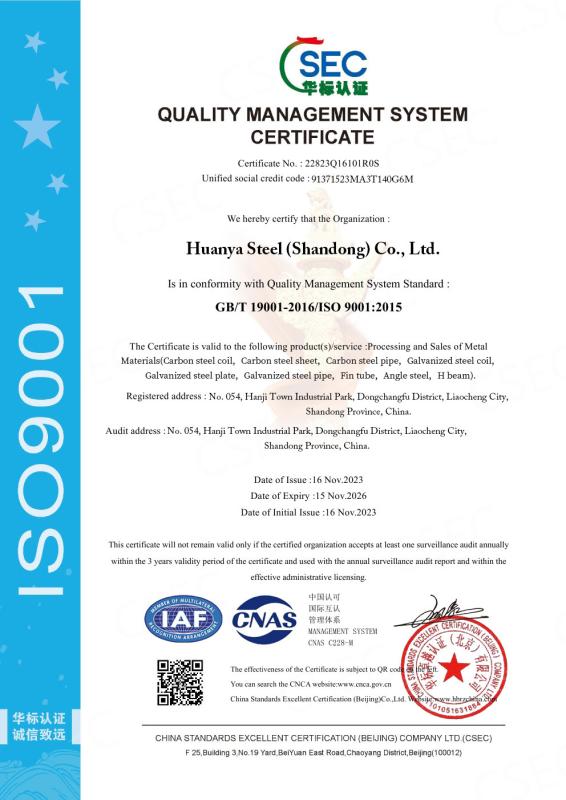 SEC - Huanya Steel (Shandong) Co., Ltd.