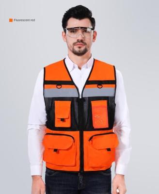 China High Visibility High Visibility Safety Safety Reflective Vest With Pockets Zipper Front for sale