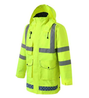 China Water Render Hi Vis Viz Jacket High Visibility Resistant Workwear Security Safety Concealed Hood Fluorescent Flashing for sale