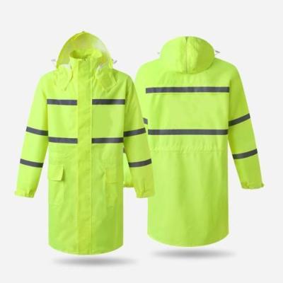 China Water Proof High Visibility Hooded Rain Coat Long Poncho Waterproof Reflective Raincoat for sale