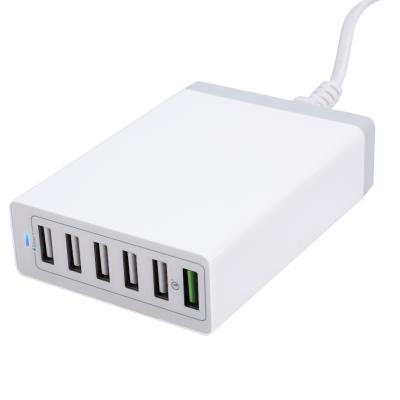 China Left USB Smart Mobile Phone Multi-port Charger Mobile Phone 6 60W Charging Head QC3.0 for sale