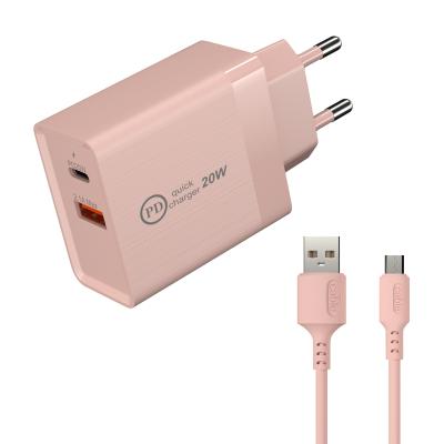 China Home Type-C Fast Charging Macaroons Mobile Phone PD20W+USB Fast Charging A+C Interface Wall Wire Drawing Macaroons for sale