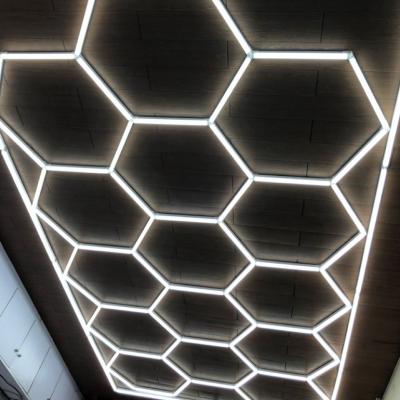 China Deformable Led Hanging Detailing Led Modular Covering Car Workshop Light Hexagon Ceiling Garage Light HH-GW-2002 for sale